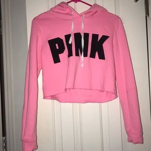 Pink vs crop top hoodie